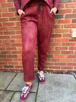 Wine Brushstroke Shimmer Joggers Natalia